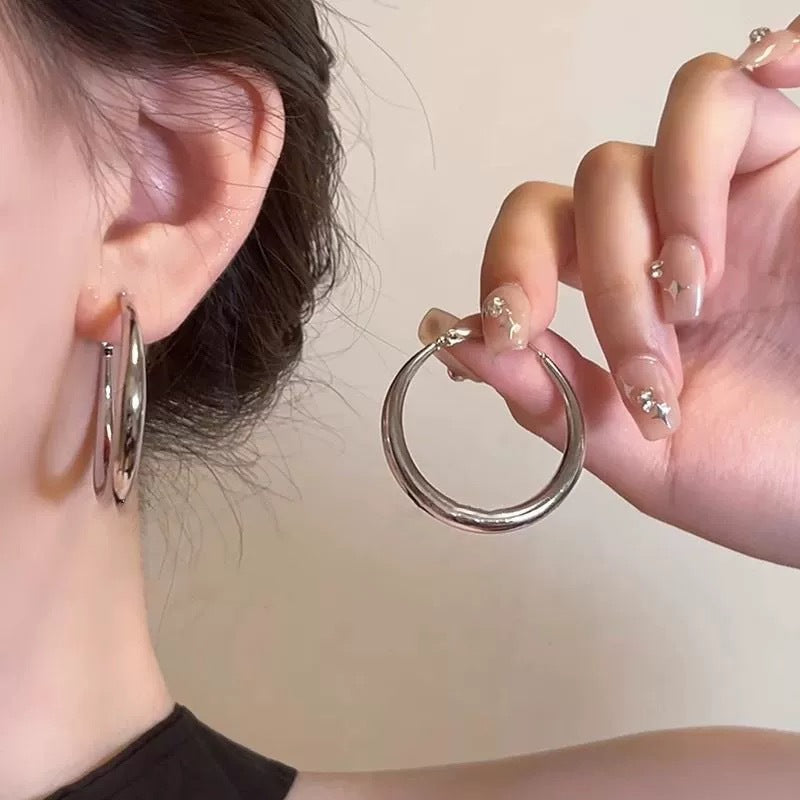 Wholesale Silver plain hoop earrings metal hoop earrings